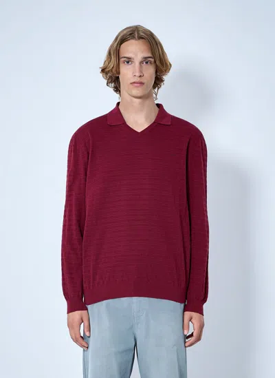 Miu Miu Striped V-neck Polo Shirt In Multi