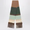 Miu Miu Striped Wool Scarf With Fringes Women