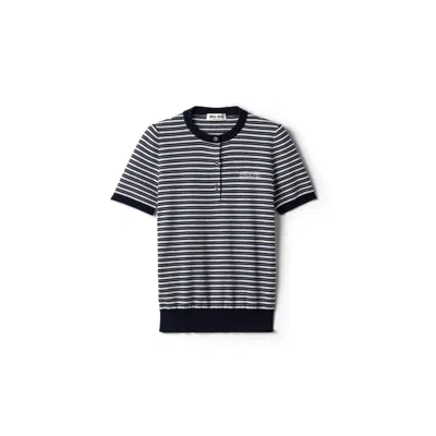 Miu Miu Striped Wool Sweater In Gray