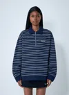 Miu Miu Striped Cotton Sweatshirt With Pointed Collar