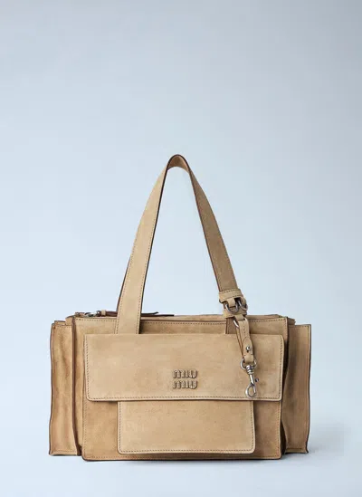 Miu Miu Structured Leather Handbag In White