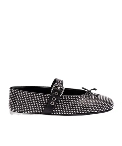 MIU MIU CALF LEATHER BALLERINA FLATS