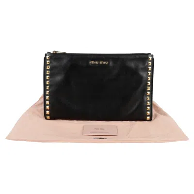 Miu Miu Studded Clutch In Black
