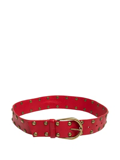 Pre-owned Miu Miu Studded Leather Belt In Red