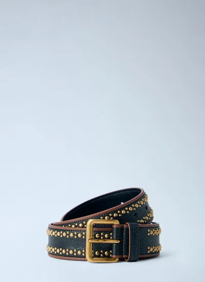 Miu Miu Studded Leather Belt In Multi