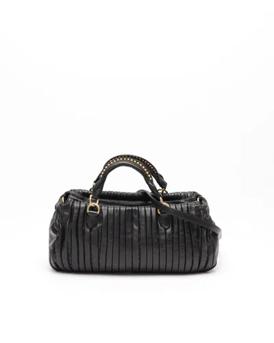 Miu Miu Studded Matelassé Bag In Black