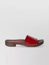 Miu Miu Studded Open Toe Flat Sandals In Red