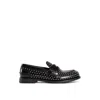 Miu Miu Studded Brushed Leather Penny Loafers