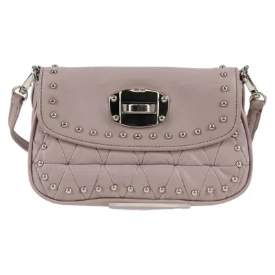 Pre-owned Miu Miu Studded Pink Leather Shoulder Bag ()