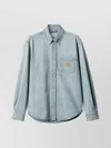 Miu Miu Stylish Collared Shirt Chest Pocket In Blue