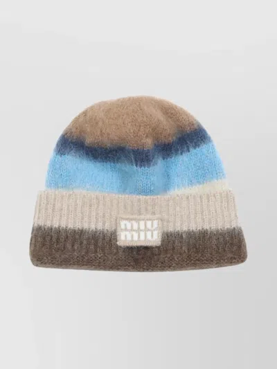 Miu Miu Stylish Color-block Ribbed Texture Hats In Multi