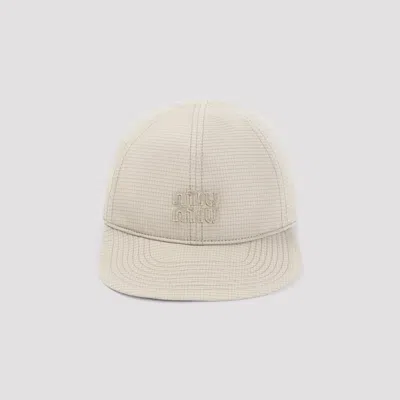 Miu Miu Stylish Cotton Baseball Hat For Women In Neutral