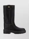 Miu Miu Stylish Leather Boots Featuring Chunky Sole In Black