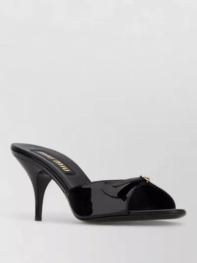 Miu Miu Stylish Leather Mules Kitten Heel In Black