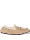 Miu Miu Ruches Suede Loafers In Neutral