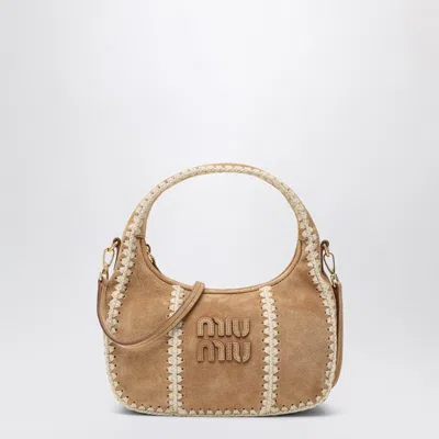 Miu Miu Suede And Crochet Handbag Women In Brown