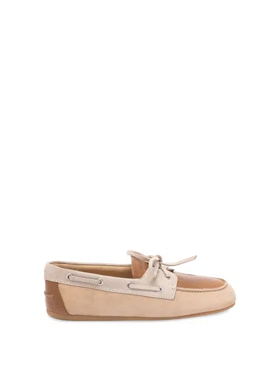Miu Miu Suede And Leather Boat Shoes In Pink