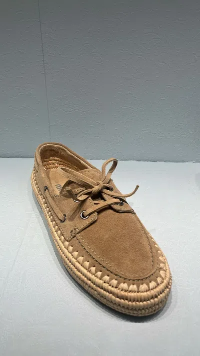Miu Miu Suede And Raffia Boat Shoes