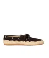 Miu Miu Suede And Raffia Boat Shoes