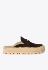 Miu Miu Suede And Raffia Flat Mules In Brown
