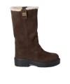 Miu Miu Suede And Shearling Mid-calf Boot In Brown