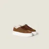 Miu Miu Suede And Shearling Sneakers In Multi
