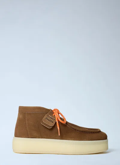 Miu Miu Suede Ankle Boots In Brown