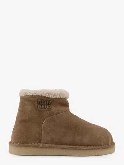 Miu Miu Suede Ankle Boots In Multi