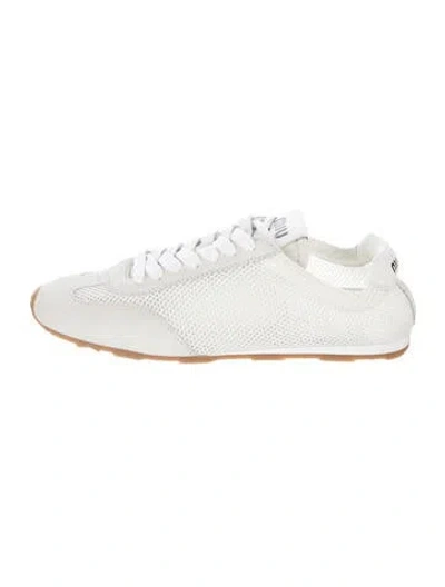 Pre-owned Miu Miu Suede Athletic Sneakers In White