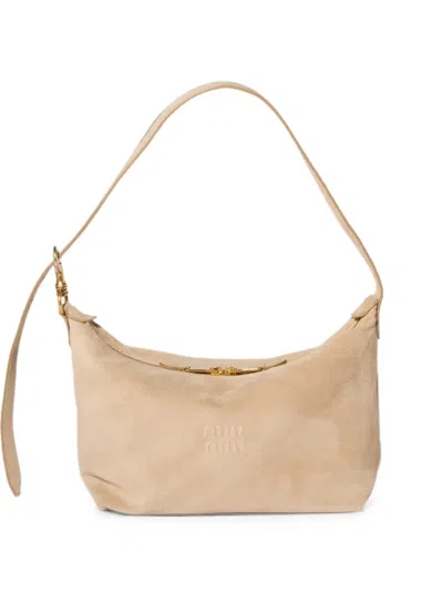 Miu Miu Suede Bag In Neutral