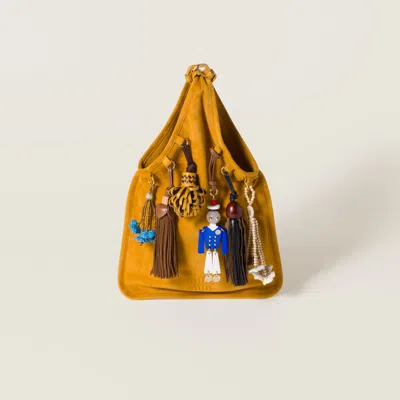 Miu Miu Suede Bag With Trick In Whiskey