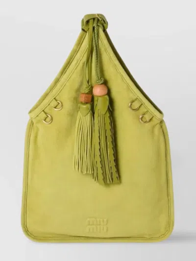 Miu Miu Suede Bags Featuring Tassel Detail In Yellow