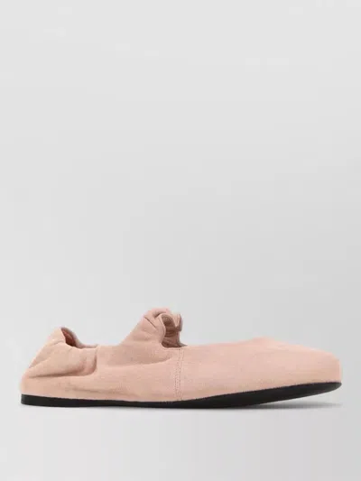 Miu Miu Suede Ballerina Shoes Round Toe Flat In Pink