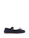 Miu Miu Suede Logo Ballet Flats In Bleu
