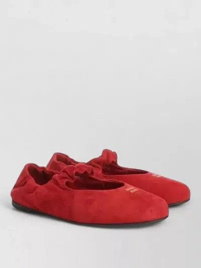 MIU MIU SUEDE BALLET FLATS ELASTIC TRIM DESIGN