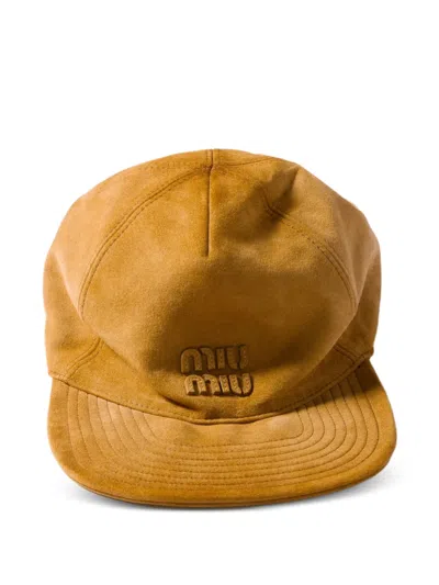 Miu Miu Suede Baseball Cap In Brown