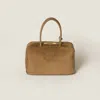 Miu Miu Zip Goat Suede Top-handle Bag In Brown