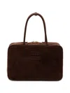 Miu Miu Rectangular Suede Tote Bag Top Handles In Brown