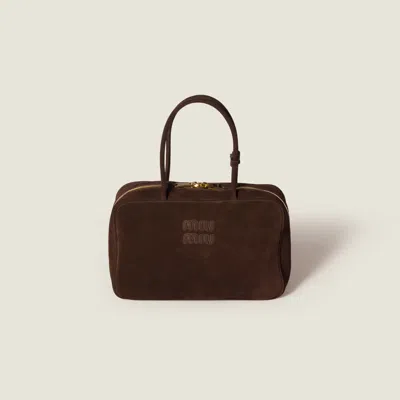 Miu Miu Suede Beau Bag In Brown