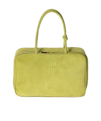 Miu Miu Suede Beau Bag In Ivy Green