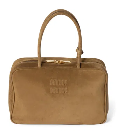 Miu Miu Suede Beau Top-handle Bag In Green