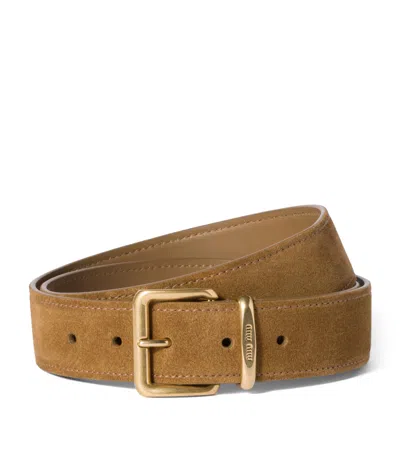 Miu Miu Suede Belt In Brown