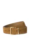 Miu Miu Light Brown Classic Logo Belt In Oliva
