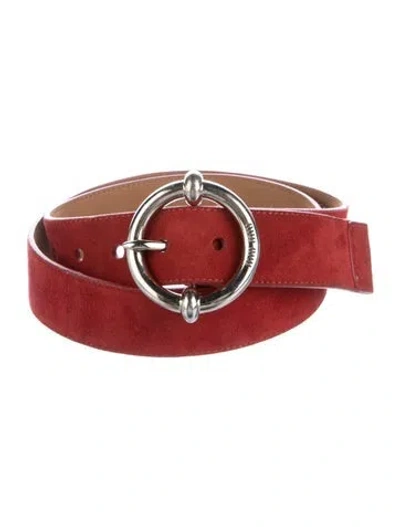 Pre-owned Miu Miu Suede Belt In Red