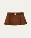 Miu Miu Suede Belted Mini Skirt In F0134 Brandy