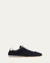 Miu Miu Suede Bicolor Retro Trainer Sneakers In Black