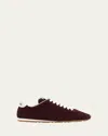 Miu Miu Suede Bicolor Retro Trainer Sneakers In Burgundy