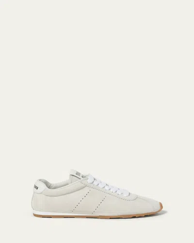 Miu Miu Plume Sneaker In Ivory Leather Women In Multi