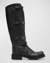 Miu Miu Multi-buckle Leather Boots In Nero