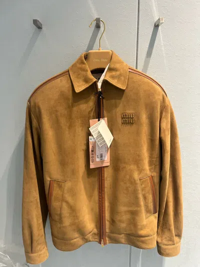 Miu Miu Suede Blouson Jacket In Brown